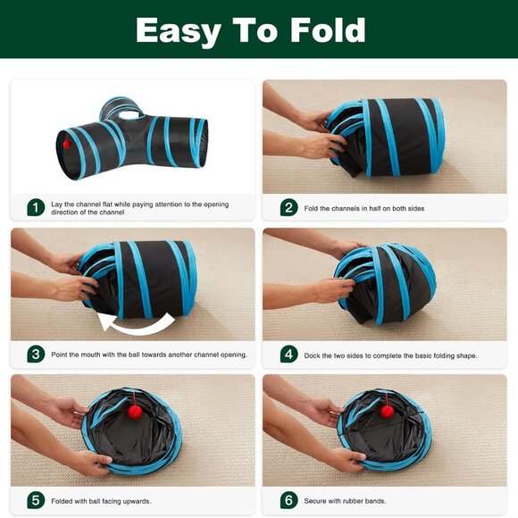 Cat Tunnel Tube Toys 3 Way Collapsible, Cat Tunnels for Indoor Cats,Kitten Tunne - Picture 6 of 7